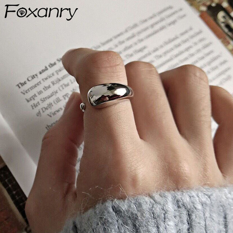 Foxanry-Anillos minimalistas de Plata de Ley 925 para mujer, gota de agua a la moda, hechos a mano, joyería para dedo para fiesta de cumpleaños, regalos ► Foto 1/4