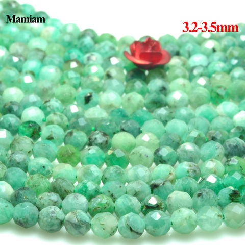 Mamiam-Cuentas redondas facetadas de Esmeralda Natural, lisas de 3,5mm 3,2-piedras sueltas, bricolaje, pulsera, collar, fabricación de joyas, diseño de regalo ► Foto 1/5