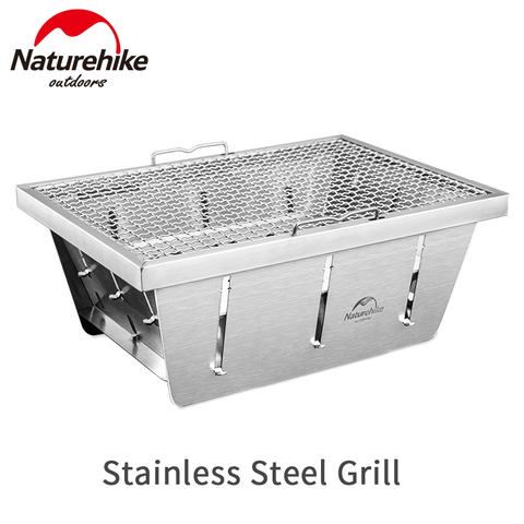 Naturehike-barbacoa plegable de acero inoxidable, parrilla para exteriores, carbón vegetal para el hogar, pequeña estufa para exteriores ► Foto 1/6