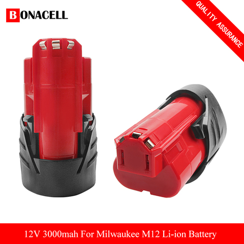 Batería recargable de 12V y 3000 Ah para Milwaukee M12 XC, herramientas inalámbricas 48-11-2402 48-11-2411, 48-11-2401 MIL-12A-LI ► Foto 1/6