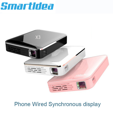 Smartldea-proyector digital X3 Pocket DLP para el hogar, dispositivo con cable, conexión con teléfono android, iphone, HD, con batería USB ► Foto 1/6