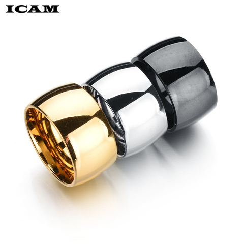 ICAM 12mm No se desvanece 24k clásico participar anillos de boda 1,2 CM amarillo anillo de oro de 316L de acero de titanio anillos para hombres y mujeres ► Foto 1/6