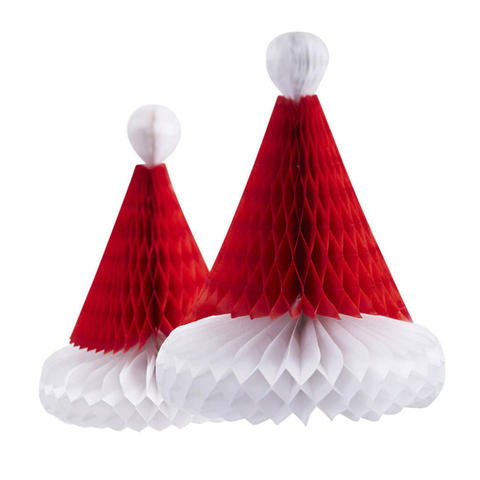 Bola de nido de abeja de 8/12 pulgadas, sombrero de Navidad, decoración de árbol de Navidad, Bola de nido de abeja, linterna de papel, colgante de flor, 1 ud. ► Foto 1/6