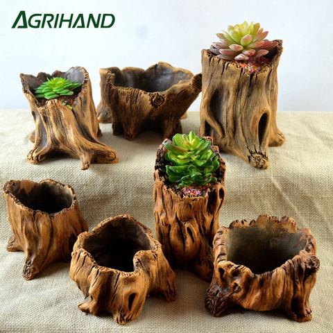 Lindo Mini de madera de la planta de cemento de Pote de flor jardín decoración hogar Oficina plantador Bonsai pequeño macetas decoración del hogar ► Foto 1/6