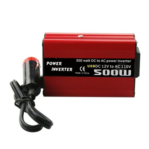 500W DC a AC convertidor de energía DC 12V a 110V 220V AC coche inversor transformador automático con adaptador de coche Dual USB ► Foto 1/6