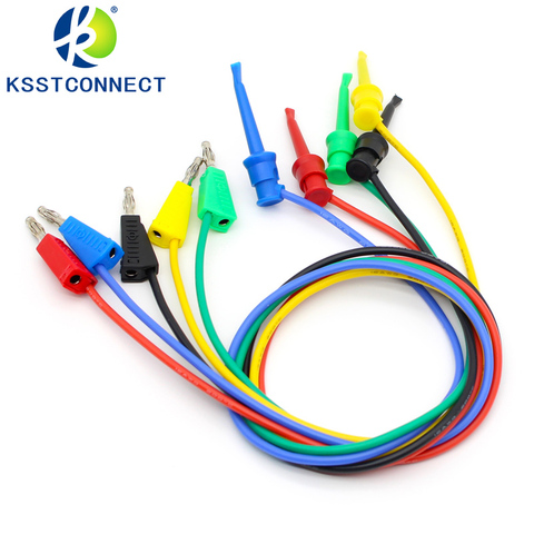 5 uds L = 0,5 M de 4mm a banana macho de 16AWG de prueba, banana macho apilable de prueba de cable lleva gancho ► Foto 1/4