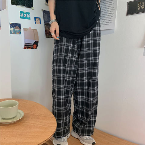 Verano/invierno pantalones a cuadros hombres S-3XL pantalones informales rectos para el hombre/mujer Harajuku Hip-hop Pantalones ► Foto 1/6