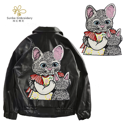 Parches para coser con lentejuelas de dibujos animados de gato, apliques para ropa, chaqueta, insignias de cuentas, decoración, 5 piezas ► Foto 1/4