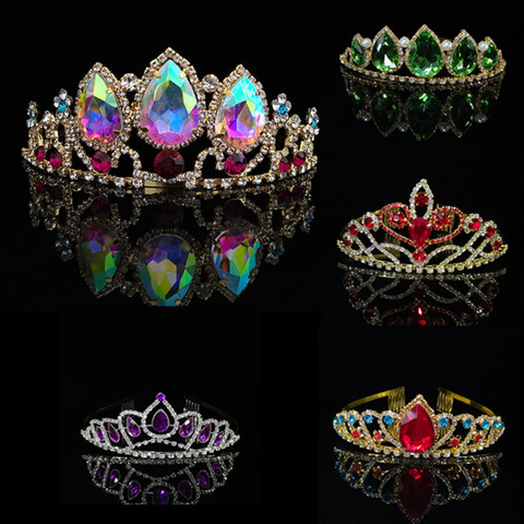 Tiaras de boda para novia, tiara de corona de cristal con gota de agua, accesorios de fotografía para el cabello para niña, boda diadema ► Foto 1/6