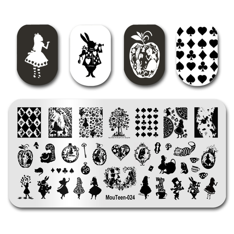 Nuevo sello clavo MouTeen024 de dibujos animados uñas Alice Poker chica de estampado de placas de manicura Set para arte de uñas de ► Foto 1/6