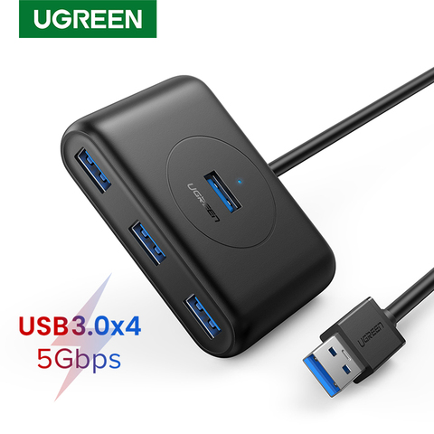 UGREEN, concentrador USB de 4 puertos, USB 3,0 de alta velocidad, divisor USB para discos duros, unidad Flash USB, Mouse, adaptador extensible para teclado USB 3,0 Hub ► Foto 1/6