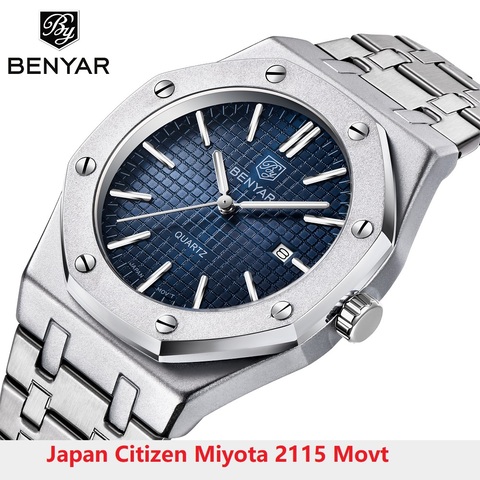 BENYAR-reloj de cuarzo para hombre, de acero japonés, Miyota Movt, de acero inoxidable, luminoso, resistente al agua, deportivo, Masculino ► Foto 1/6