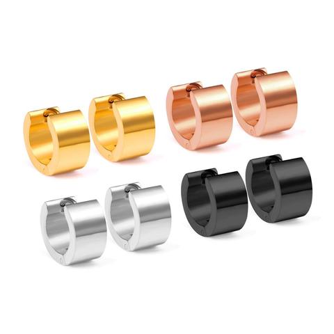 LUXUKISSKIDS-pendientes de aro de oro rosa para hombre y mujer, Piercing circular de acero inoxidable, conjunto de 2022, joyería coreana ► Foto 1/5