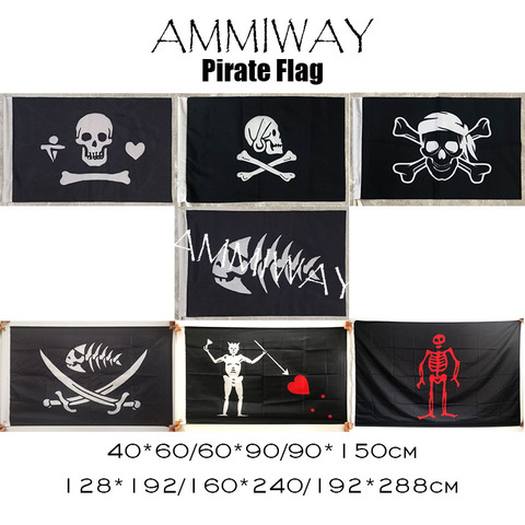 AMMIWAY-pescado pirata Stede Bonnet, Henry, cada Barba Negra, Edward, bajo enseñanza, calavera y huesos cruzados, sable, banderas y banderines ► Foto 1/6