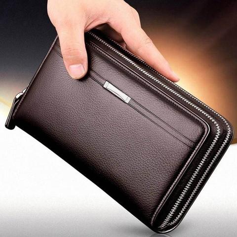 Cartera de mano de piel sintética para hombre, cartera de mano de gran capacidad, tarjetero, billetera larga, 2022 ► Foto 1/6