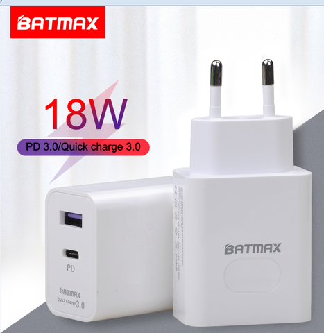 Batmax-cargador rápido de viaje para móvil, adaptador de carga USB tipo C de 18W, Mini cargador de teléfono portátil 3,0 para Huawei y Xiaomi ► Foto 1/6