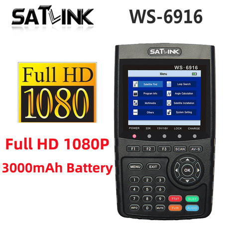 Satlink WS-6916 buscador de satélite HD DVB-S2 alta definición Satfinder 6916 3,5 pulgadas MPEG-2/MPEG-4 DVB S2 WS6916 medidor buscador de satélite ► Foto 1/6