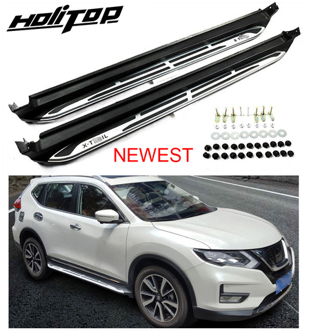 Escalones laterales para coche Nissan X-Trail Rogue 2017-2022, barra de aleación de aluminio + ABS, con soporte alargado mejorado, resistente ► Foto 1/6