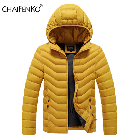 CHAIFENKO-Chaqueta cálida informal para hombre, Parkas de calle a la moda, a prueba de viento, gruesa, con capucha, abrigo liso ajustado, para invierno y otoño ► Foto 1/6