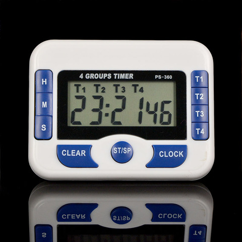 Conjunto de reloj digital magnético de 4 grupos de canales temporizador de alarma Digitale cuenta atrás 99 horas 59 Min cronómetro electrónico ► Foto 1/6