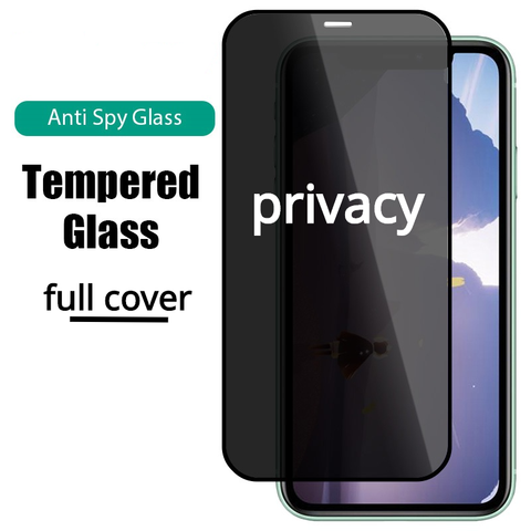 Protector de pantalla de privacidad para iPhone 11, 12, 7, 8, 6, 6s plus, XS pro max, funda completa antiespía, vidrio templado privado, XR X ► Foto 1/6