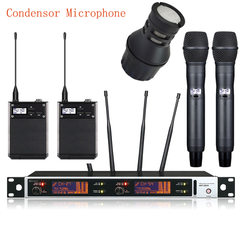 Lecozic-micrófono Digital ATX220D, profesional, True Diversity, inalámbrico, 2x100 canales, canal Dual, UHF, micrófono para escenario ► Foto 1/6