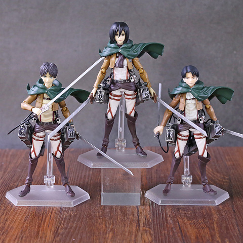 Figma-figura de acción de ataque a Titan, modelos de figura de acción de PVC, Eren Jaeger, Mikasa Ackerman, Levi Ackerman ► Foto 1/6