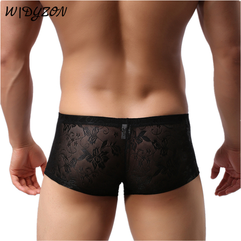 Wisyzon-Calzoncillos Bóxer de encaje para hombre, ropa interior Masculina, transpirable, suave ► Foto 1/6