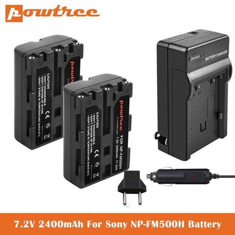 2.4Ah NP-FM500H reemplazo de la batería + cargador USB para Sony Alpha A57 A58 A65 A77 A99 A550 A560 A580 A700 A850 A900 Sony SLT a99 II ► Foto 1/6