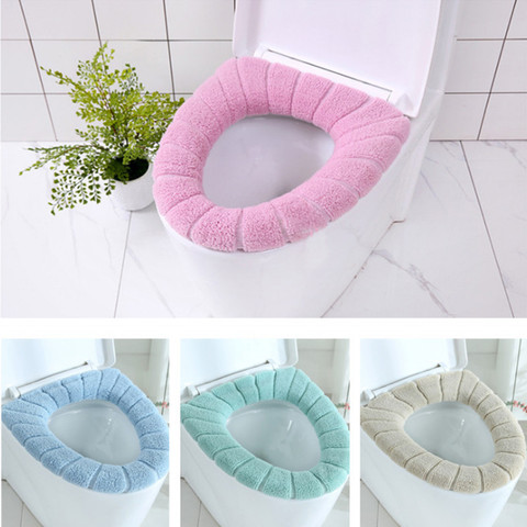 Cubierta de asiento de inodoro de invierno, alfombrilla lavable acrílica suave, cálida, para decoración del hogar, funda de asiento, accesorios de baño ► Foto 1/6