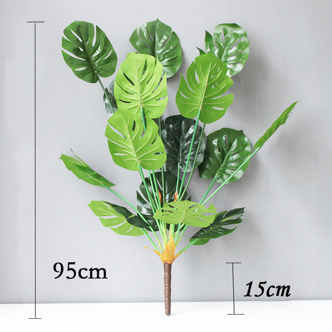 95cm Tropical Monstera grandes plantas artificiales falsas Palm árbol ramas falsa hojas de plástico tortuga hojas para hogar Decoración de la boda ► Foto 1/6