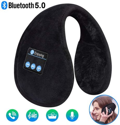 Orejeras plegables con Bluetooth 5,0 para invierno, orejeras para esquiar, senderismo, caminar y correr, orejeras para música con altavoz incorporado ► Foto 1/6