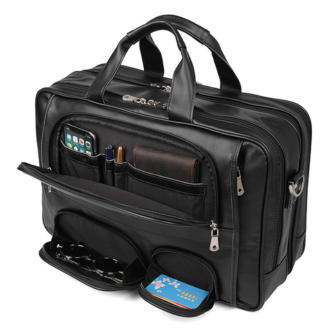 MAHEU-maletín de cuero auténtico de doble capa para oficina, maletín para ordenador portátil de 17