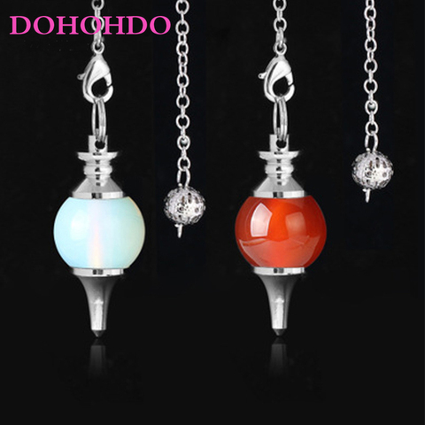 DOHOHDO caliente Reiki Natural piedra cristal equilibrio ágatas Rojas péndulo de radiestesia Circular cono encanto colgante para hombres mujeres adivinación ► Foto 1/6