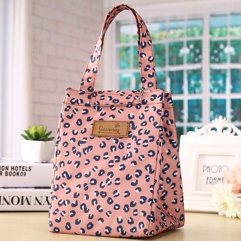 Bolsa de almuerzo estampada con estampado de leopardo para niña, bolsa de almuerzo estampada con aislamiento, para Picnic, organizador de viaje para bebidas y frutas, contenedor de Almuerzo ► Foto 1/6