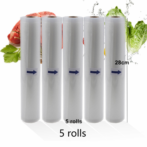 Bolsa de vacío para alimentos de cocina, 5 rollos por lote, bolsas de almacenamiento para sellador al vacío, rollos de envasado al vacío, 12/15/20/25/28cm * 500cm ► Foto 1/6