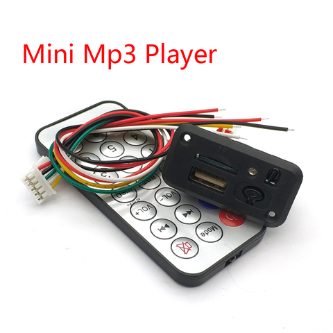 Coche 5 V/12 V Mini MP3 decodificador USB TF U disco lector MP3 reproductor amplificador con control remoto IR para Uno (sin batería) ► Foto 1/5