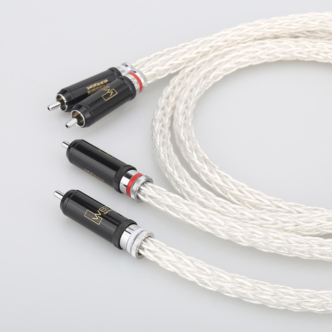 Cable de Audio de 16 hebras, 8AG, chapado en plata, con WBT, Cable de enchufe, RCA, HIFI, 2RCA a 2RCA ► Foto 1/5