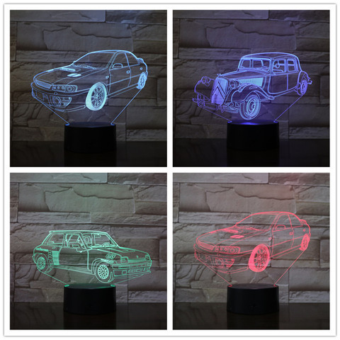 Super lámpara de mesa de coche 7 cambio de color lámpara de escritorio 3D lámpara de noche luces Led luz Drop Shipping amigos niños regalo de cumpleaños ► Foto 1/6