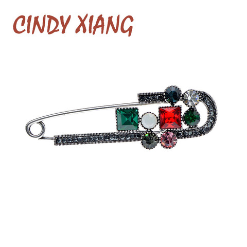 CINDY XIANG Crytsal Pin seguro broches para las mujeres Vintage broche de la primavera de diseño broche para Jersey 3 colores disponibles regalo ► Foto 1/6