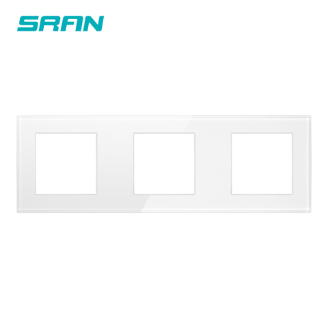 SRAN-panel blanco de 3 Marcos con placa de hierro de instalación, 258mm x 86mm, panel de cristal templado, panel de zócalo de interruptor ► Foto 1/3