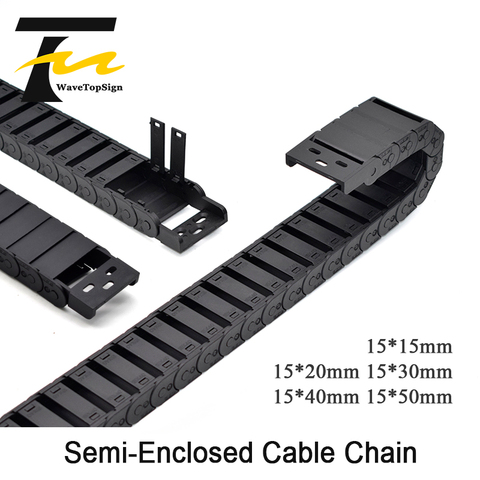 Cadena de Cable semicerrada, 15x20, 30, 40 y 50mm, transportador de transmisión de cables, remolque de arrastre de plástico para impresora 3D máquina de grabado CNC ► Foto 1/6