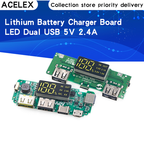 Placa de cargador de batería de litio LED, Dual USB 5V 2.4A Micro/tipo-c banco de energía móvil USB 18650, módulo de carga, protección de circuito ► Foto 1/6