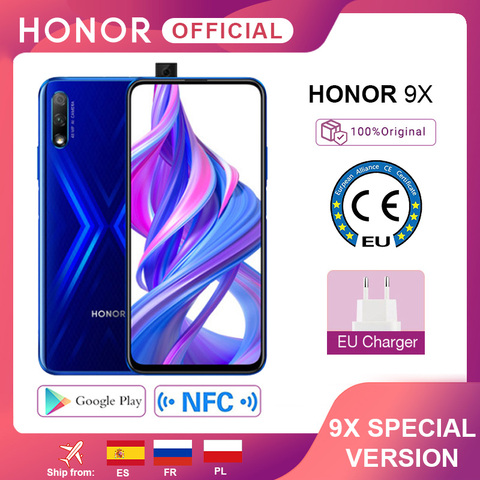 Móvil Honor 9X, versión especial, 4G128G, cámara Dual de 48MP, pantalla de 6,59 pulgadas, so Android 9, batería de 4000mAh, OTA, Google Play ► Foto 1/6