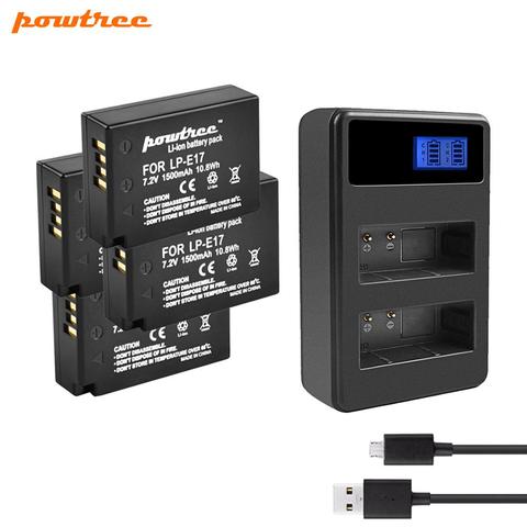 Powtree para Canon 7,2 V 1500mAh LP-E17 batería recargable + LCD cargador Dual USB recargable EOS 200D M3 M6 750D 760D T6i T6s ► Foto 1/6