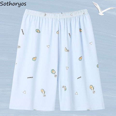 Dormir de las mujeres impreso de talla grande 3XL suelto estilo Kawaii estilo coreano de la longitud de la rodilla ropa de mujer elegante pijama tierno Pantalones ► Foto 1/6