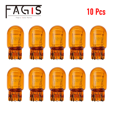 Fagus-bombillas halógenas de freno trasero para coche con luces de conducción, color amarillo Natural, 10 Uds., T20 7440 7443 W21W W21/5W, ámbar ► Foto 1/6