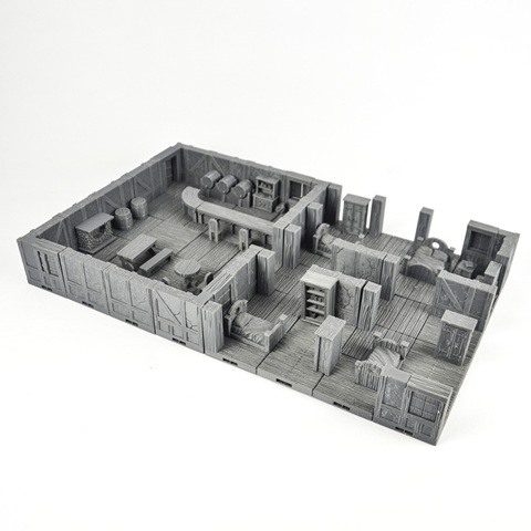 TRPG 3d imprimir mazmorras expansión juego de miniatura pueblo taberna edificio piso de pared de puerta de ventana azulejos modelos de mobiliario ► Foto 1/6