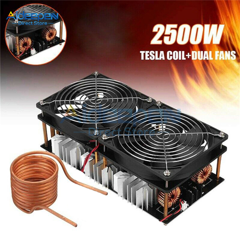 1800W 2500W 12V-48V ZVS de inducción de calefacción del calentador de módulo de placa PCB Flyback conductor con bobina de ventilador Dual Kit con fuente de alimentación ► Foto 1/6