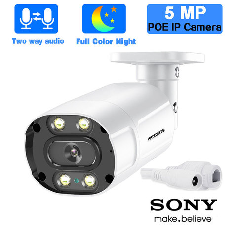 De dos vías de Audio POE vídeo CCTV vigilancia cámara de seguridad tipo bala al aire libre 5MP Color Visión Nocturna cámara IP POE vmeyesuper de ONVIF ► Foto 1/6